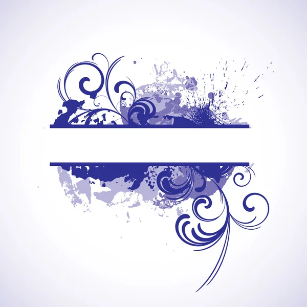 Moldura vetorial azul com padrões florais — Vetor de Stock