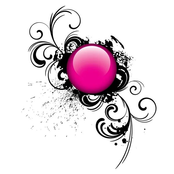 Bouton brillant grunge rose — Image vectorielle