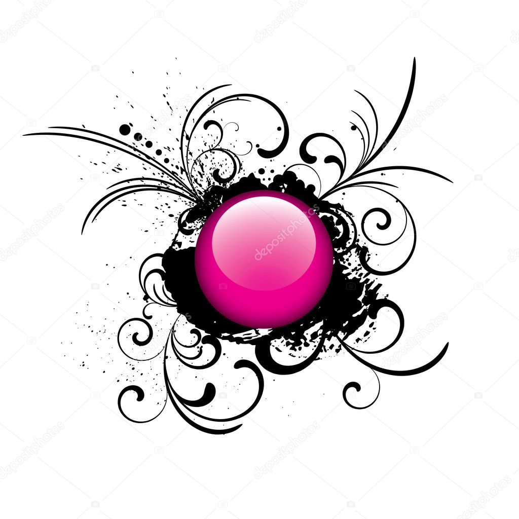 Pink grunge glossy button