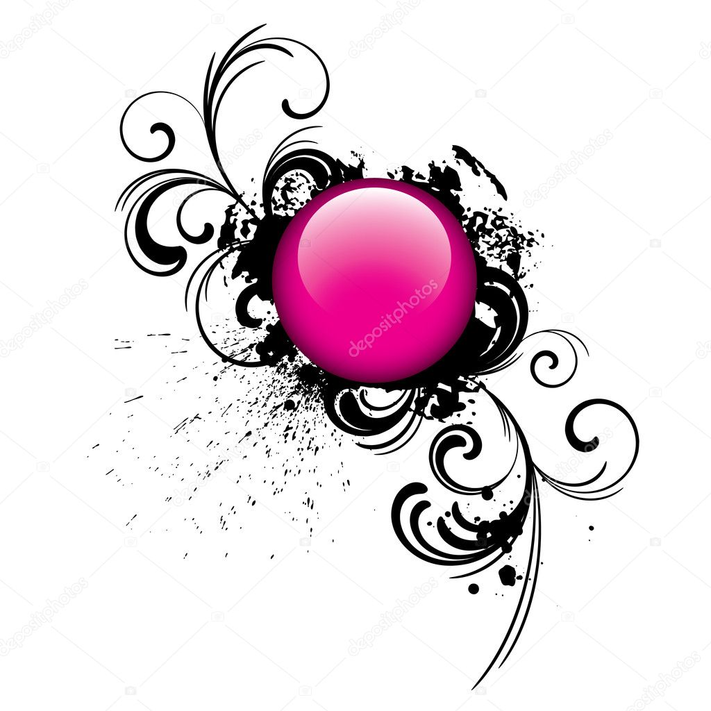 Pink grunge glossy button