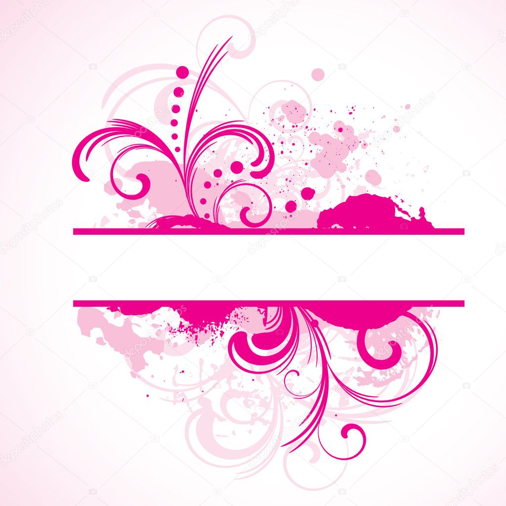 Pink vector frame with floral elements