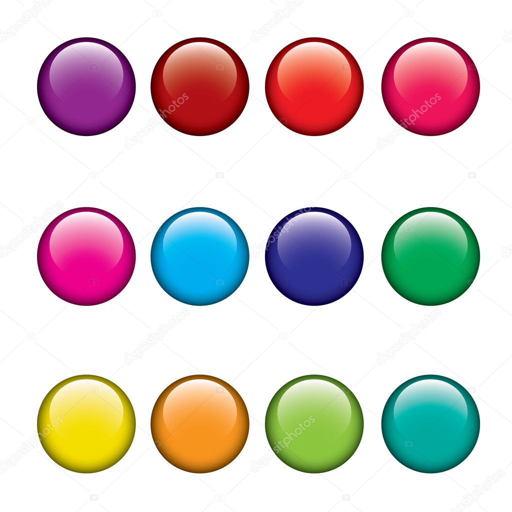 Simple glossy vector buttons set