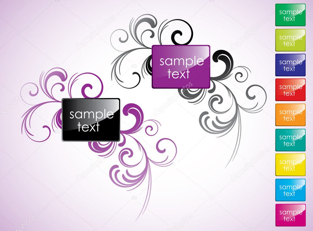 Purple and black glossy rectangles set