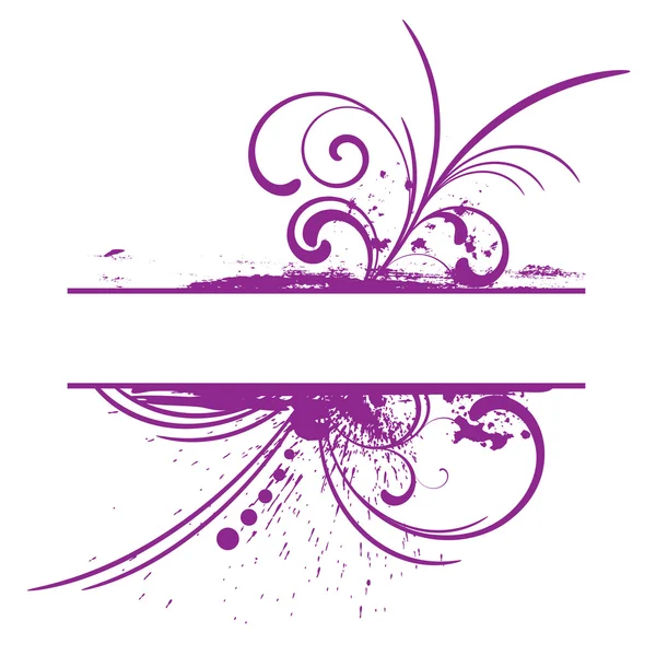 有花卉图案的紫色 grunge 帧 — 图库矢量图片