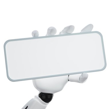 The 3d robotic hand hold blank sign to p clipart