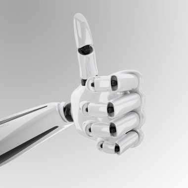 A 3d robotic hand with thumb up clipart