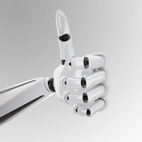 En 3d robotic hand med tummen upp — Stockfoto