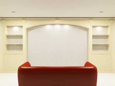 Red sofa with place on the wall clipart