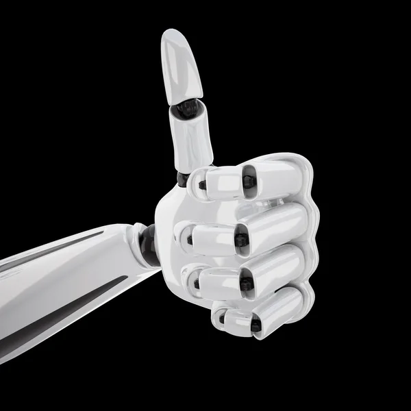 Uma mão robótica 3d com polegar para cima — Fotografia de Stock