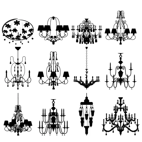 Set of twelve silhouettes of luxury chan — Stock Photo, Image