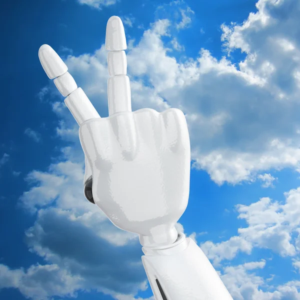 Robotic hand showing victory — Stock Photo, Image