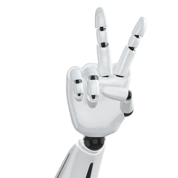 Robotic handen visar seger — Stockfoto