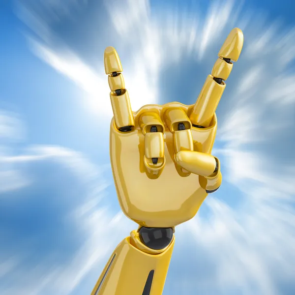 Золота роботизована рука дає знак h — стокове фото