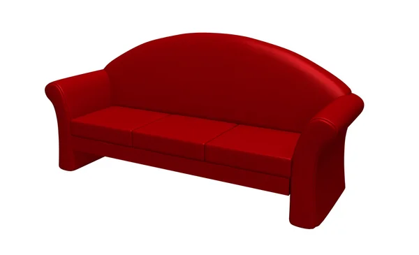 Sofá vermelho isolado em um fundo branco — Fotografia de Stock