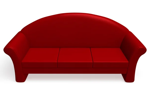 Beyaz bir arka plan üzerinde izole kırmızı kanepe — Stok fotoğraf