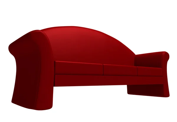 Beyaz bir arka plan üzerinde izole kırmızı kanepe — Stok fotoğraf