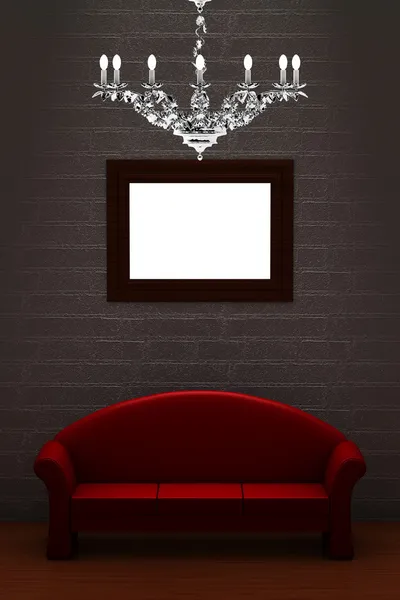 Red couch with empty frame and luxury ch — Stock Photo, Image