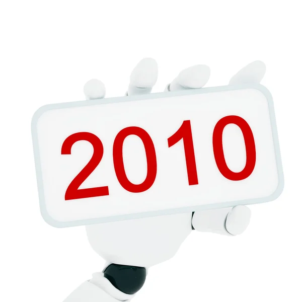 Robotic hand houden een plaat met 2010 gevoelloos — Stockfoto