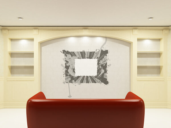 Красный диван с местом на стене для вас
