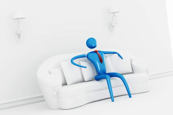 Person entspannt in klarem Interieur — Stockfoto