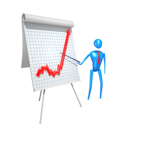 3d character man with business graph — Stock Photo, Image