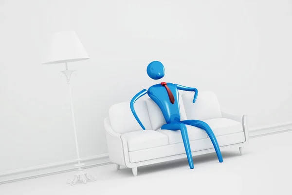 Osoba relaxační v jasně bílý interiér — Stock fotografie