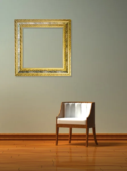 シンプルな内装で単独で椅子 — ストック写真