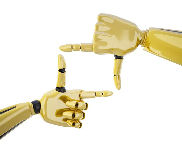 金のロボットの手で作られたフレーム — ストック写真