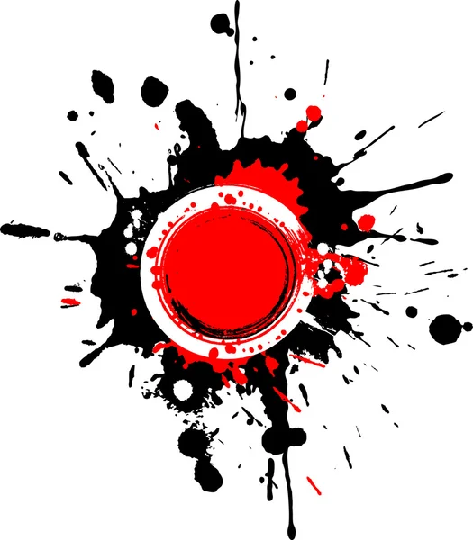 Grunge kırmızı sıçraması ile dairesel çerçeve — Stok fotoğraf