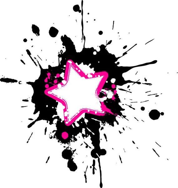 Grunge roze ster frame met zwart en wh — Stockfoto