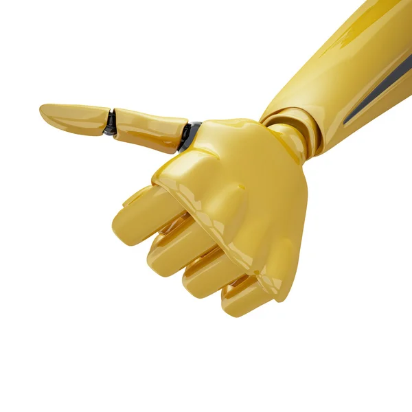 Gold 3d robotic with thumb up — Stock Photo, Image