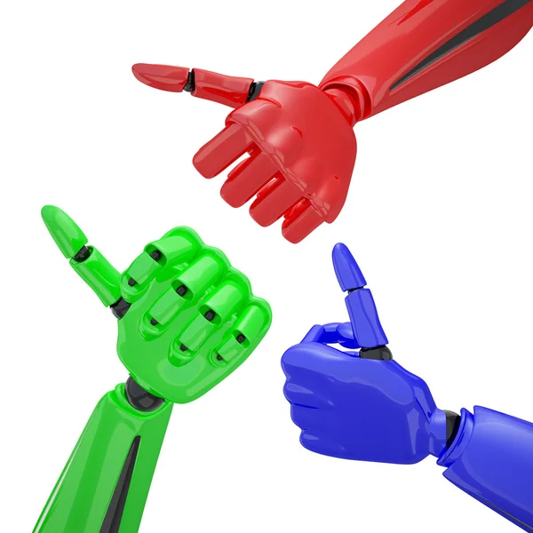 Set of robotic hands with thumb up. — Stock Photo, Image