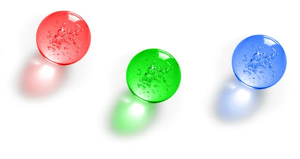 3 つの色のガラス玉 — ストック写真