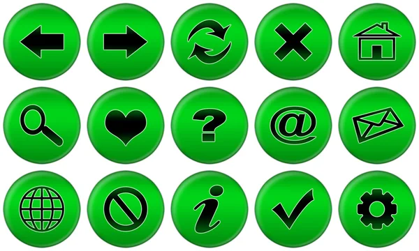 Set di pulsanti verdi per navigare su internet — Foto Stock