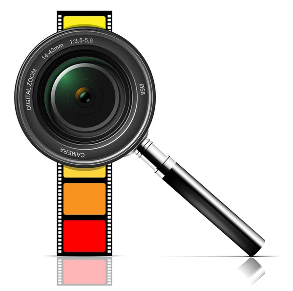 Lente de cámara y película — Vector de stock
