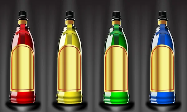 Botellas de color — Vector de stock