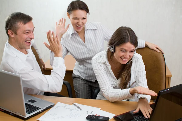 Office team with laptops — Stock Photo, Image