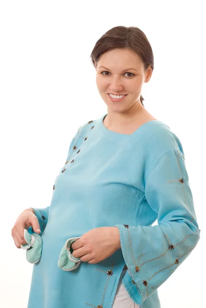 Zwangere vrouw staat — Stockfoto