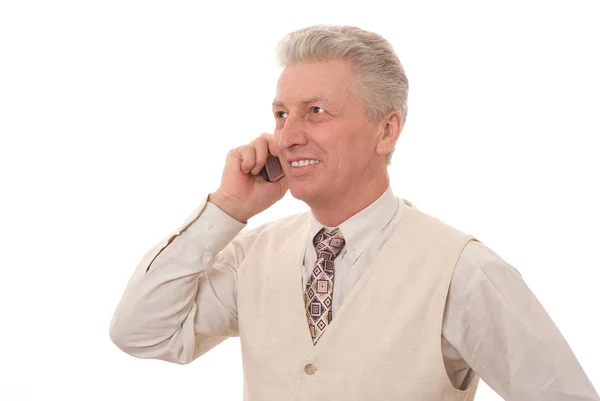 Homem falando em mobil — Fotografia de Stock