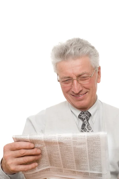 Άνθρωπος διαβάζει εφημερίδα — Φωτογραφία Αρχείου