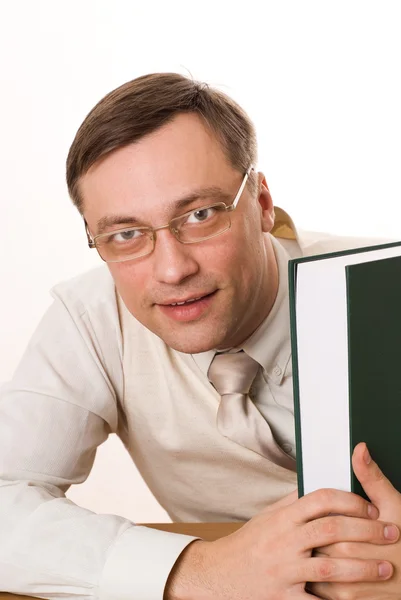 Homme d'affaires avec un livre — Photo