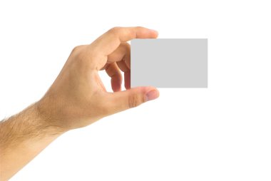 Empty business card in a human hand clipart