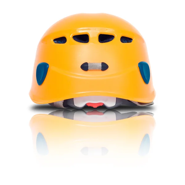 Back view of orange climbing helmet — Stock Photo, Image