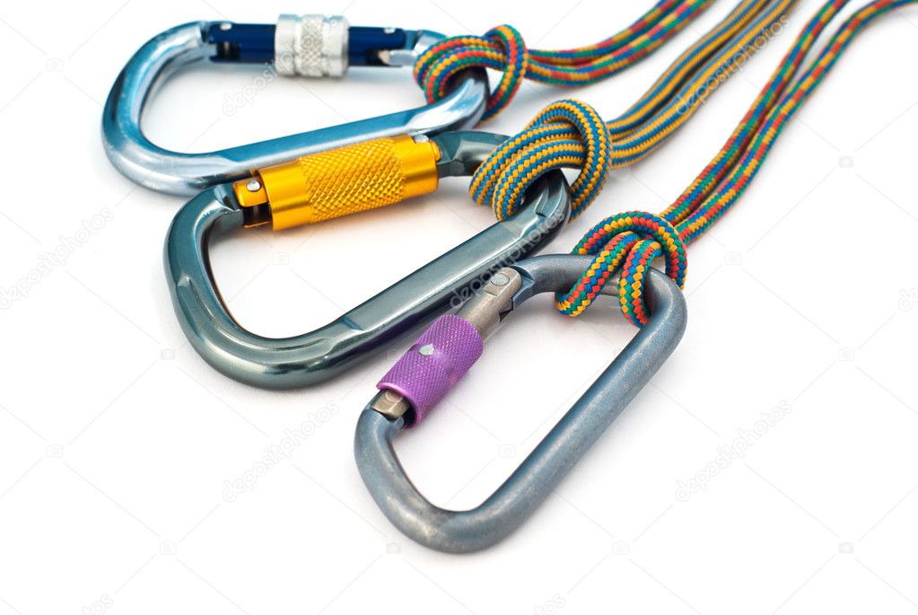 Climbing equipment - carabiners and rope