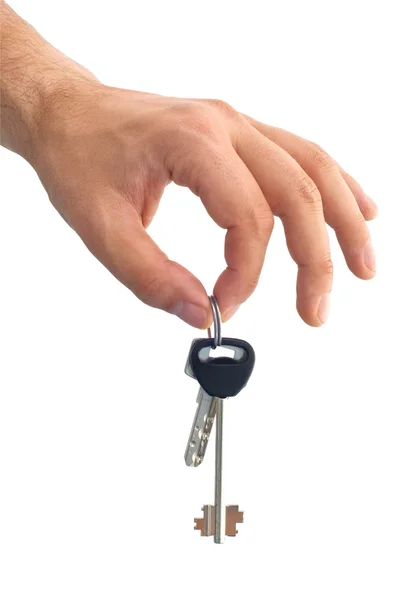 Hand holding keys from a house — Stock Photo, Image