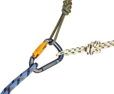 Climbing equipment - carabiner and rope clipart