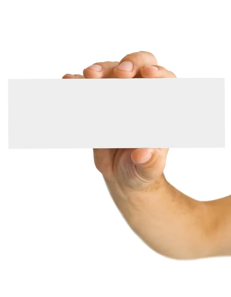 Empty business card in a human hand — Stock Photo, Image