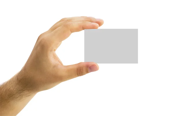 Empty business card in a human hand — Stock Photo, Image