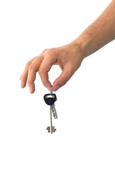 Hand som håller nycklarna från ett hus — Stockfoto