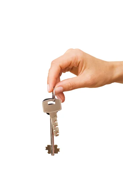 Keys from house in the women — Stock Photo, Image
